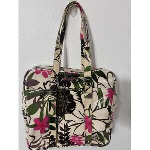 Vintage Y2K Roxy Luggage Weekend Bag Purse Handbag Carry On Aloha Floral Cream